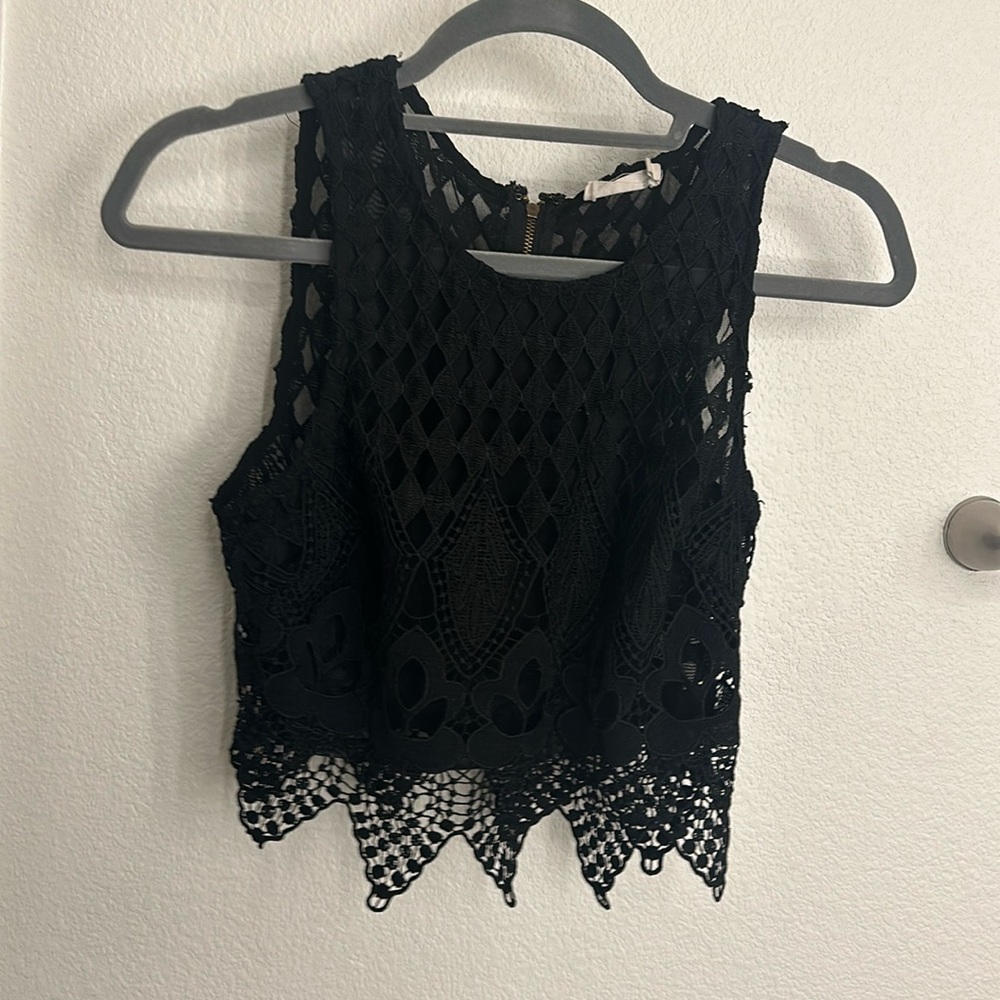 Mesh & crochet lace crop top from Lush
